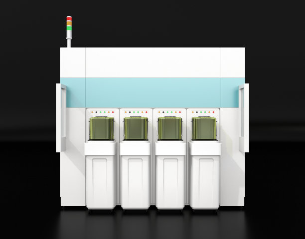 黑色背景下半导体晶圆清洗、蚀刻系统的正面图图片下载