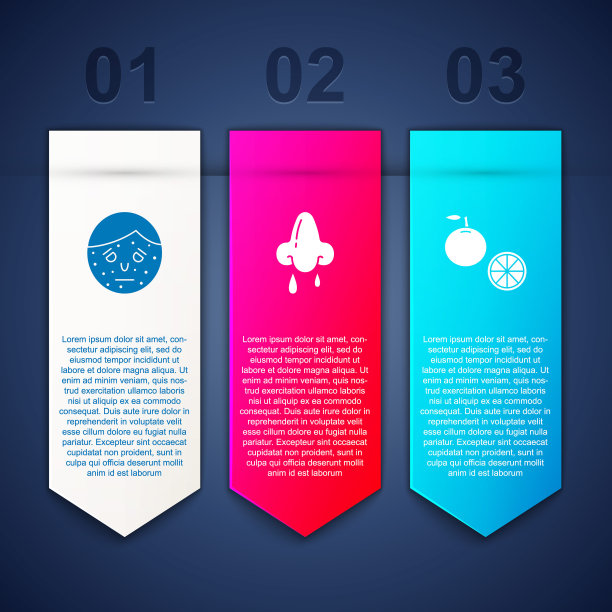 面部有牛皮癣或湿疹，流鼻涕和橙色水果。业务信息图表模板。向量图片下载