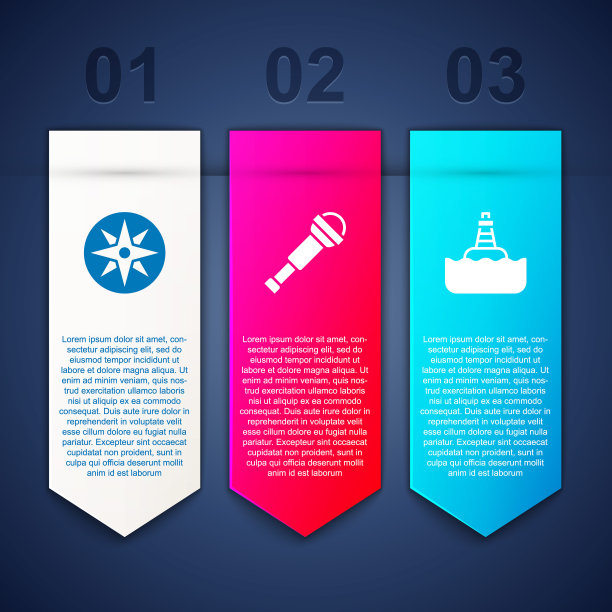 集风玫瑰，望远镜镜头和浮筒。业务信息图表模板。向量图片下载