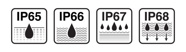 IP65, IP66, IP67和IP68防水等级:了解水保护和阻力水平。水和灰尘保护的图标和符号。矢量插图。图片下载