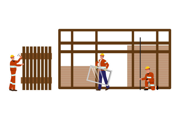 木匠搭建建筑图片下载