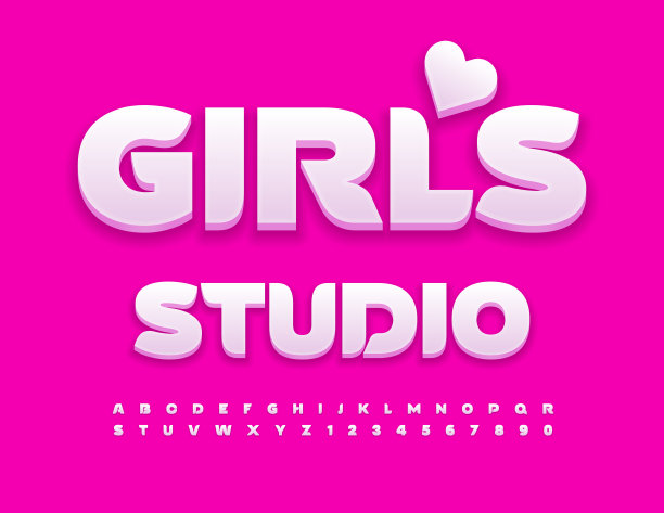 矢量浪漫徽章女孩沙龙装饰心。时髦的字母和数字集图片下载