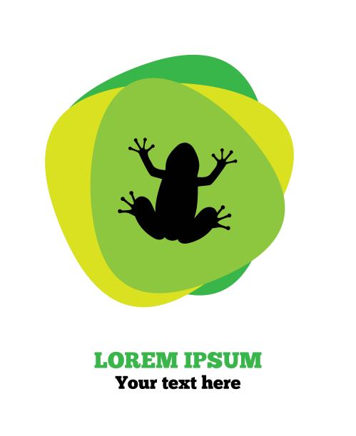 青蛙剪影在一个彩色的叶子顶部视图图片下载