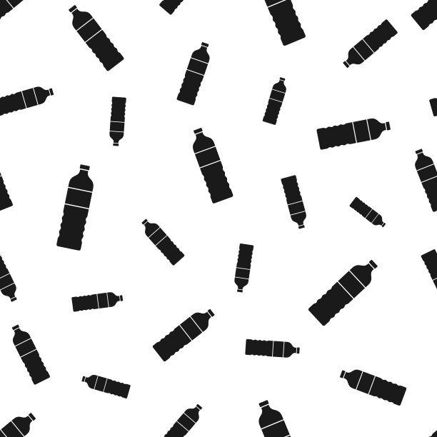 一瓶水。无缝模式。白色背景的图标图片下载