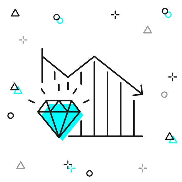 Diamond的下降图。白色背景上的线图标图片下载