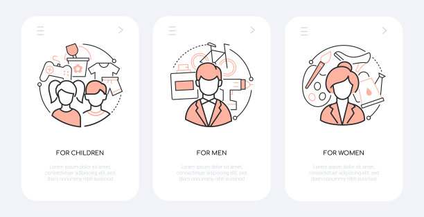 不同性别的东西——线条设计风格的条幅集图片下载