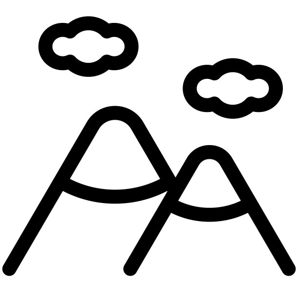 线条风格图标涉及山地、景观、自然、登山、登山、户外、旅行、徒步旅行、旅游、丘陵、地形、地质图片下载