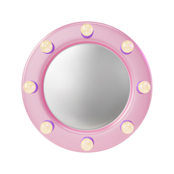 3d化妆镜与灯泡卡通设计风格。向量图片下载