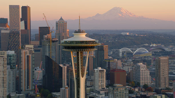 城市景观和太空针塔图片下载