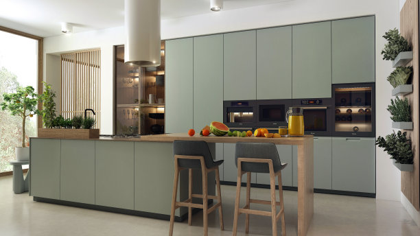 现代宽敞的厨房内部图片下载