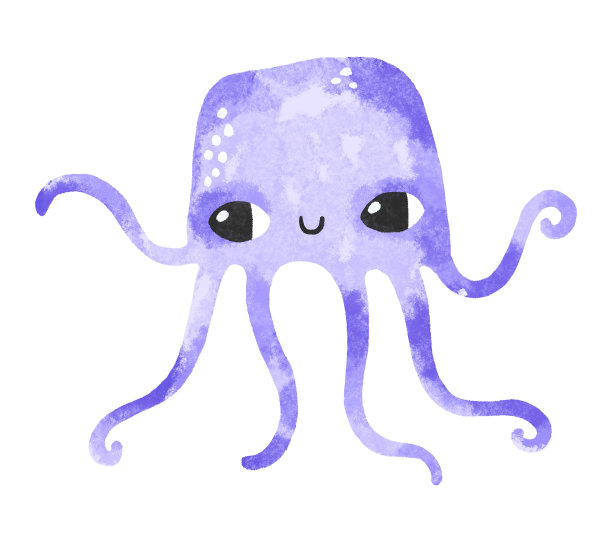 有趣的蓝色水母。水下海洋生物斯堪的纳维亚风格的简单绘画。手绘美杜莎插图孤立的背景图片下载