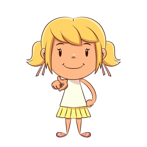 快乐的女孩指着前方图片下载