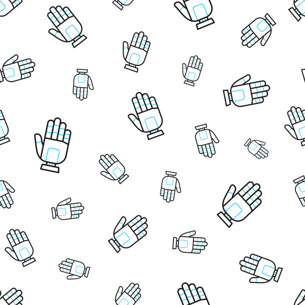 机器人的手。无缝模式。白色背景上的线条图标图片下载