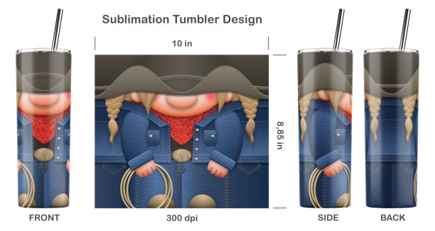 有趣的女牛仔卡通人物。升华插图。图片下载
