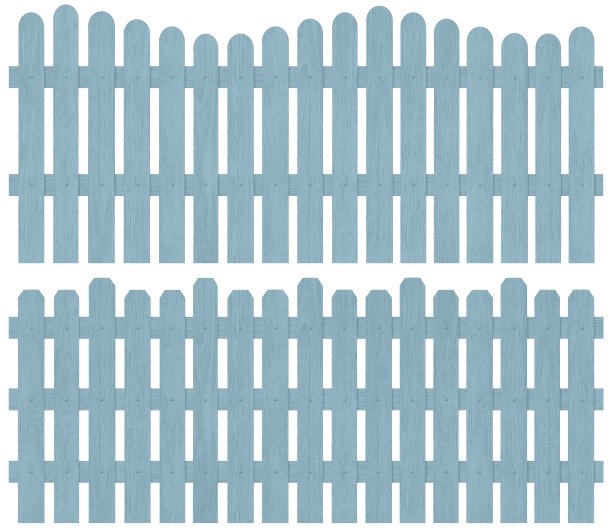 一套蓝色的木制栅栏图片下载