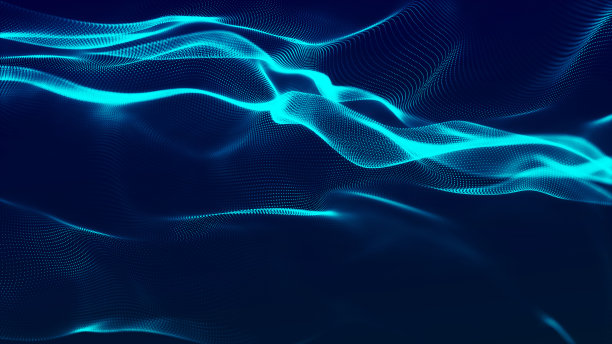 技术背景。摘要数字粒子波。未来的星点波。网络连接结构。3 d渲染。图片下载