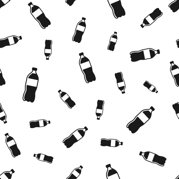 一瓶苏打水。无缝模式。白色背景的图标图片下载