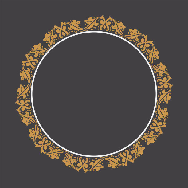 金色古框圆形饰品。金色环边饰品。适合制作婚礼请柬。图片下载