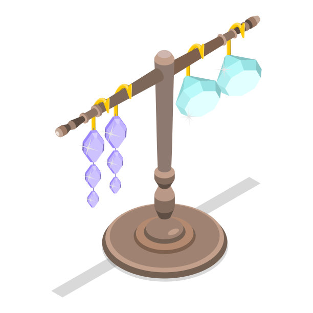 三维等距平面矢量插图的珠宝店。项目3图片下载