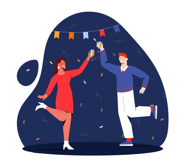 在矢量派对上喝香槟的人图片下载