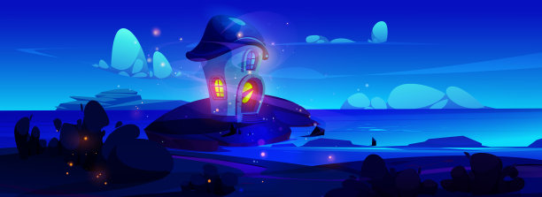 夜晚精灵的奇幻蘑菇屋图片下载