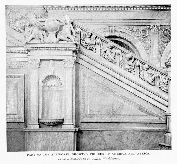 国家国会图书馆楼梯，华盛顿特区，美国，19世纪的文化和历史图片下载