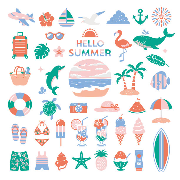 夏季大海插图图标集图片下载
