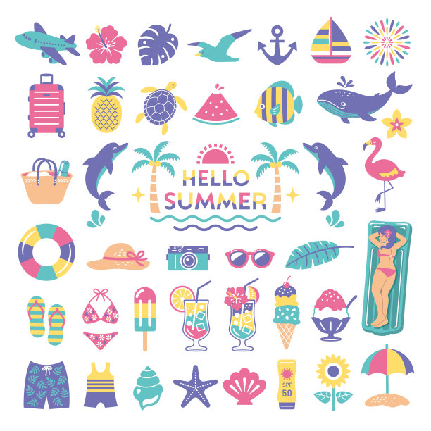 夏季大海插图图标集图片下载