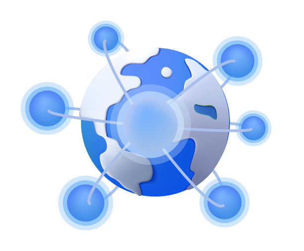 网络相关3D插画，互联网。图标的网站。矢量插图。全球业务结构网络化图片下载