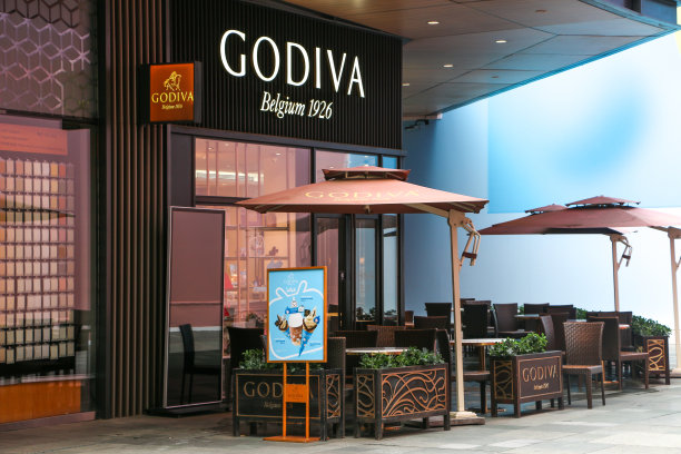 著名的Godiva店，比利时巧克力品牌，在成都太古里，开业前时间-成都，四川，中国图片下载