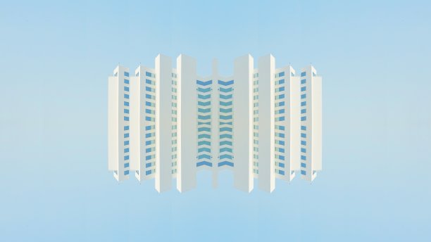 天空中的房屋：抽象建筑，极简主义建筑，几何照片，设计概念图片下载