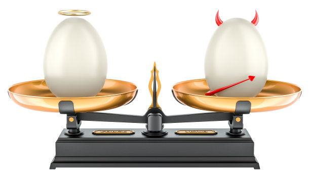 平衡概念的善恶，尺度。三维渲染图片下载