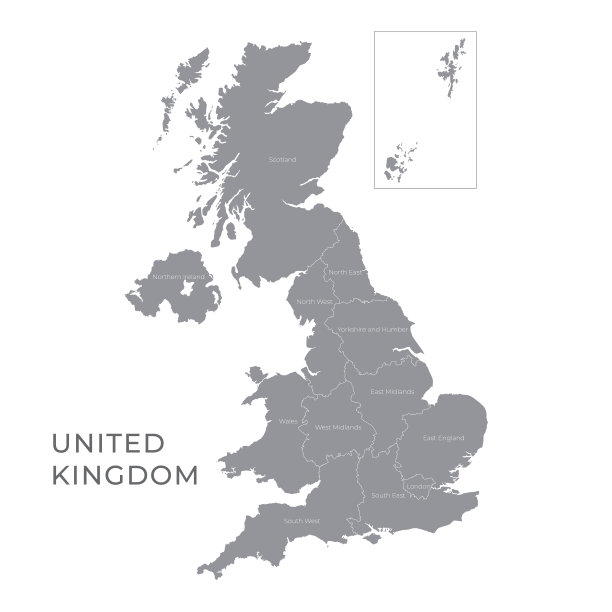 带有区域、州和旗帜的国家地图图片下载