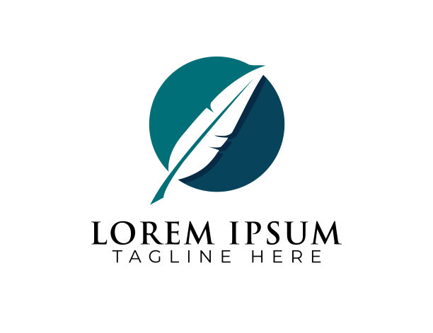 抽象羽毛标志。法律的标志。律师的标志。写作的标志图片下载