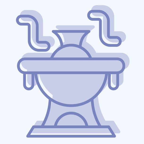 图标火锅。与海鲜相关的符号。双音风格。简单的设计说明图片下载