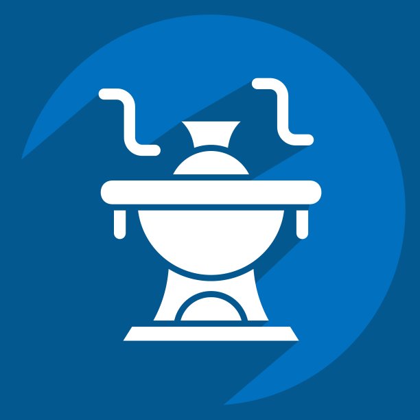 图标火锅。与海鲜相关的符号。长影式。简单的设计说明图片下载