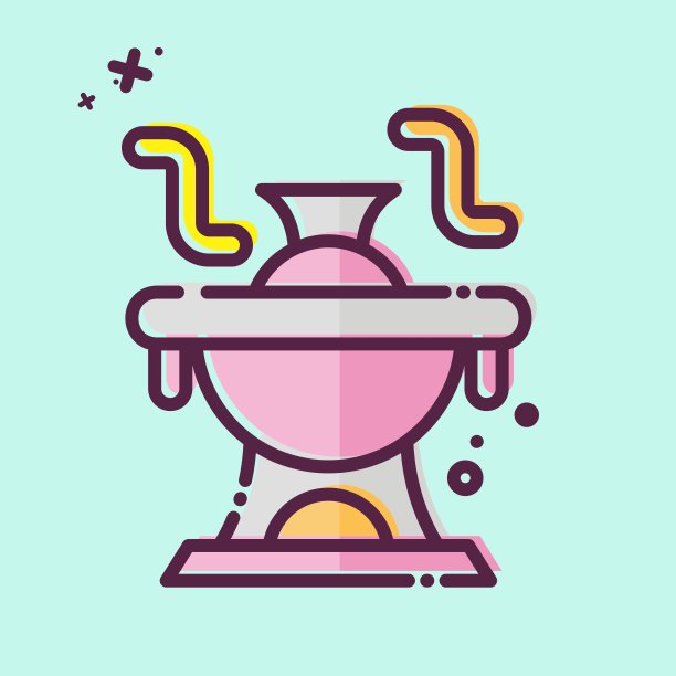 图标火锅。与海鲜相关的符号。MBE风格。简单的设计说明图片下载