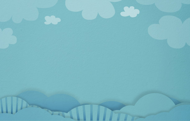 婴儿沐浴卡，蓝色背景，工作室儿童房与云漆和云剪纸水泥墙纹理。空混凝土与文本和婴儿照片的复制空间图片下载