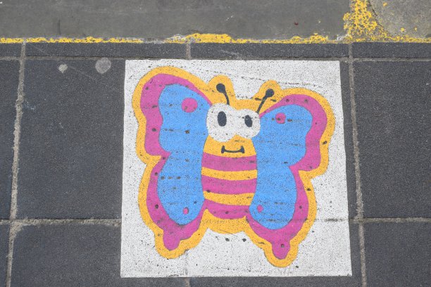 人行横道上的蝴蝶标志图片下载