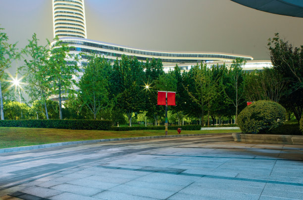 城市CBD夜间汽车广告背景图图片下载