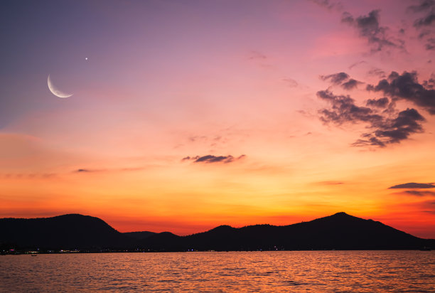 伊斯兰月亮星空日落夜景图片下载