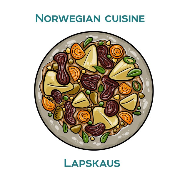 传统的挪威食物。白色背景的拉普斯科斯。孤立矢量插图。图片下载