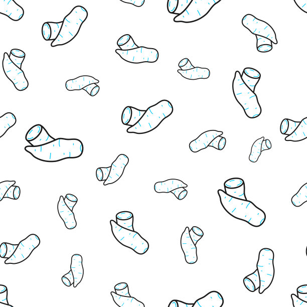 山药。无缝模式。白色背景上的线条图标图片下载