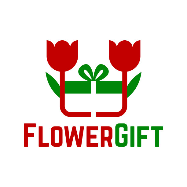 鲜花礼物扁平现代标志图片下载