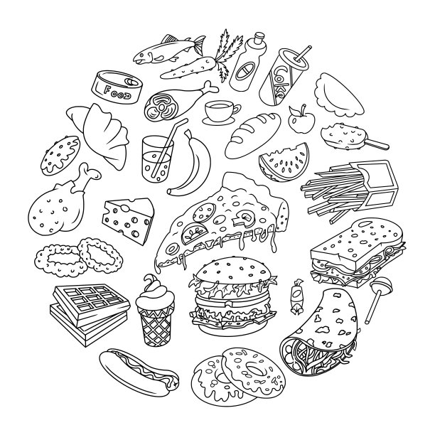 快餐涂鸦集，圆圈组成图片下载