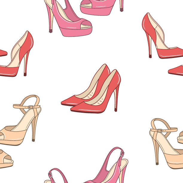 女鞋，矢量无缝图案背景图片下载