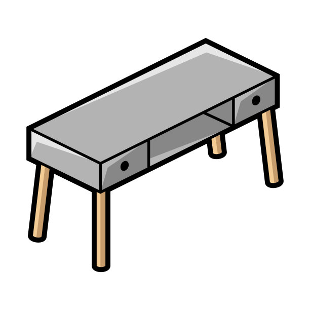 工作台图标在等距样式。家用及办公家具及设备。图片下载
