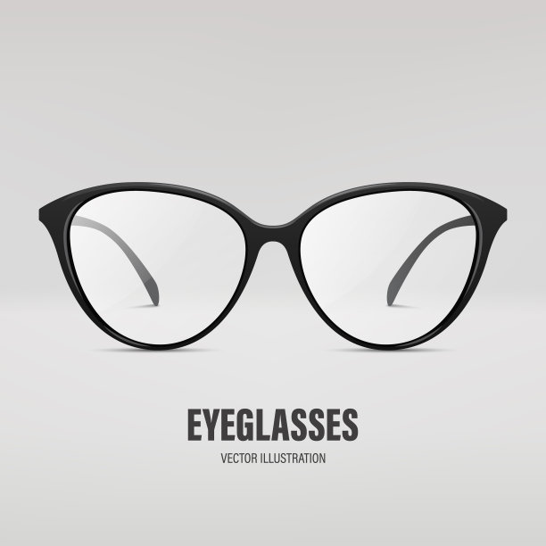 矢量3d现实黑色圆框眼镜隔离。采购产品太阳镜，镜头，眼镜在前视图。设计模板的光学和眼镜品牌概念图片下载