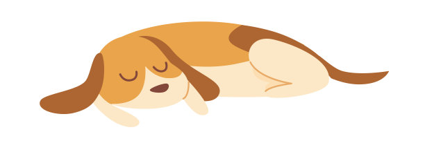 可爱的睡觉的狗矢量插图孤立的白色背景。长耳朵和尾巴的白姜色小狗躺在地板上。躺着的累宠物图片下载