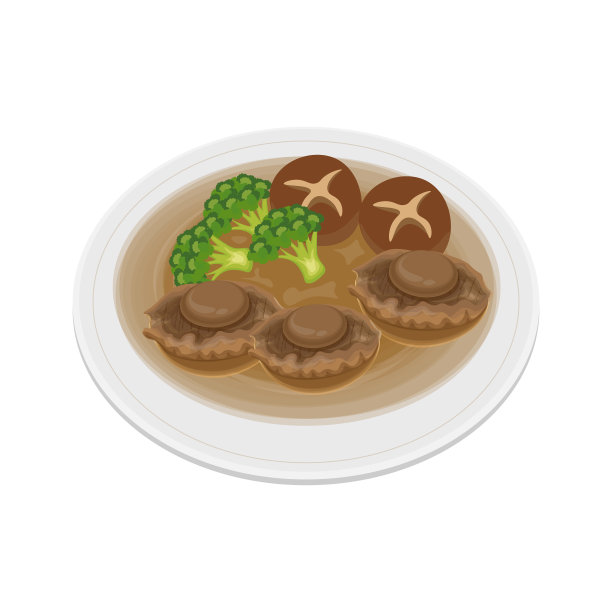 盘子里的红烧鲍鱼图片下载